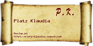 Platz Klaudia névjegykártya